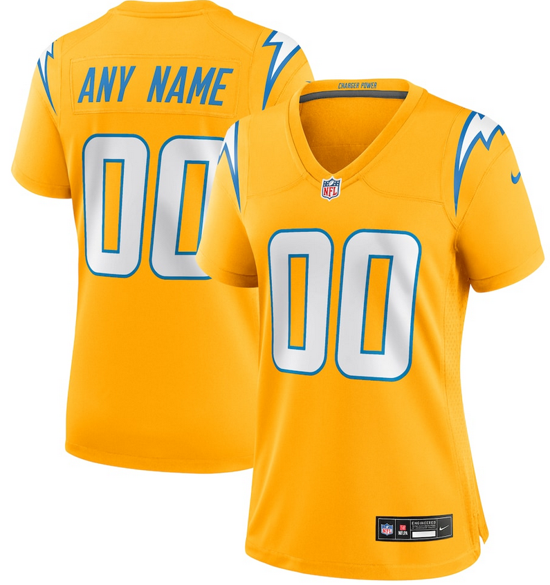 Custom women Los Angeles Chargers yellow 2026 Game NFL Nike Jersey->customized nfl jersey->Custom Jersey